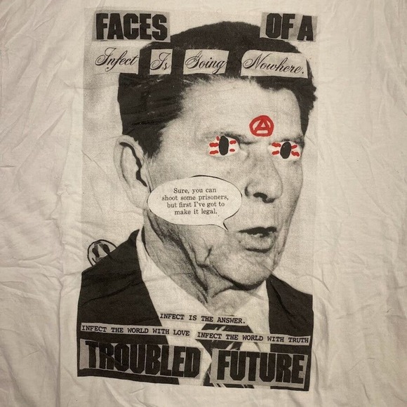 Infect Faces of a Troubled Future Graphic Tee Thrifted Vintage Style Size XL - Picture 4 of 9